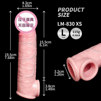 Reusable Enlarger Soft Realistic Penis Sleeve Big Growth Real Silicone Dick Delayed Ejection Extend Cock Condom Sex Toys For Man