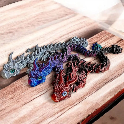 Simulated Eye 3D Printed Dragon All-in-one Molding Laser 3D Printed Diceratops Dragon Poseable Joints Flexible