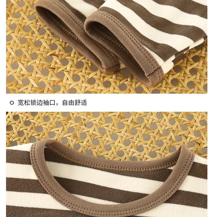 Spring Autumn New Children Casual T Shirt Loose Kids Striped T Shirts Soft Warm Tee Boys Girls Long Sleeve Tops Baby Clothes