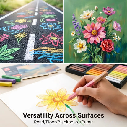 Professional Soft Pastel Sticks Set - 48/36 Vibrant Colors & High Pigment - Premium Artist Chalk for Blending, Layering, Mural A