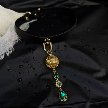 Erotic Emerald Nipple Clamps Bell Collar Female Anal Stimulator Gold Leash Chain Sexy Accessory Set BDSM Adult Sex Toys 18+
