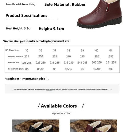 Thickened Warm Cotton Shoes for Middle-Aged And Elderly Women Winter Mom Shoes Fleece-Lined Anti-Slip Flat Bottom Soft Bottom...