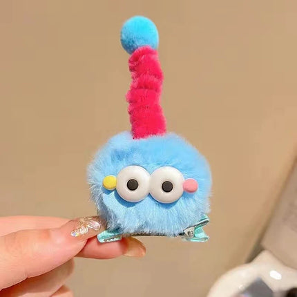 1/5pcs Colorful Little Monster Hairpins Girls Kid Cartoon Plush Antenna Briquettes Hair Clips Barrette Big Eye Doll Headwears