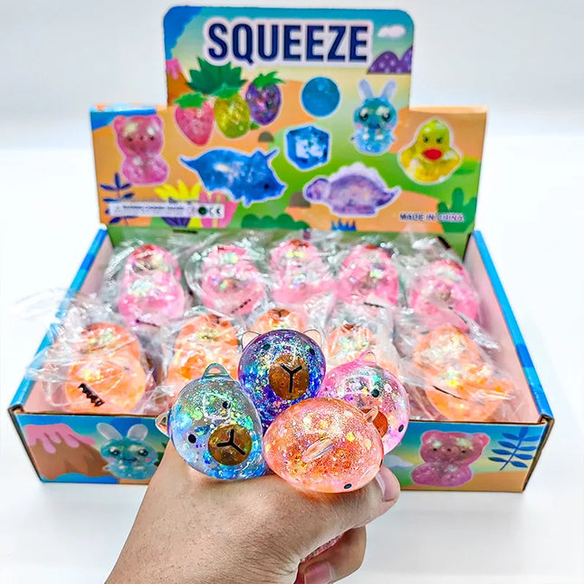 Cartoon Capybara Decompression Toy Soft Glitter Gummy Fidget Toys Pinching and Stress Relief Tool Anti Stress Squeeze Toy Gifts