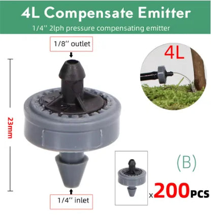 200-50pcs 2L 4L 8L Pressure Stable Flow Lawn Automatic Compensating Dripper Durable Compact Flexible Drip Irrigation Regulator