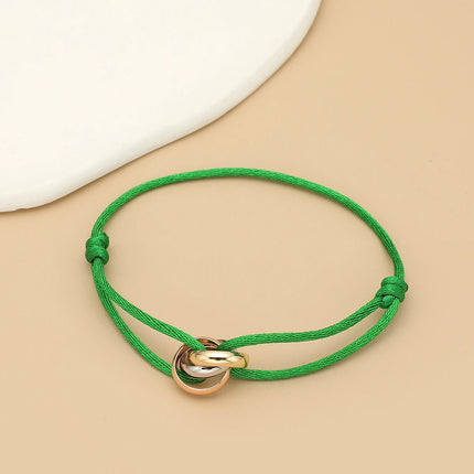Simple Fashion Unisex Bracelet 3 Metal Round Circle Accessory Adjustable Men's Rope Bracelet for Women Jewelry Gifts