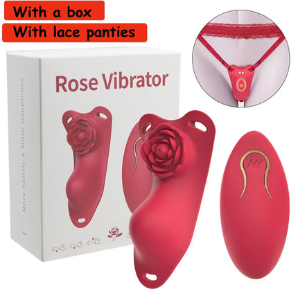 10-Frequency Lace Wear Rose Vibrator Long Distance Remote Control Clitoris U Point Masturbation Sex Toy Adult Female Couple Game