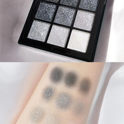 Punk Smoked Black Gray 9 Color Eyeshadow Makeup Palette Dark Color Pressed Glitter for Eyes Shadow Pigment Powder Cosmetics