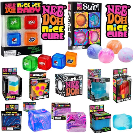 Schylling Nee Doh Nice Cube & Nice-Sicle Squishy Toy Sensory Stress Relief Squeeze Cube Anti-Anxiety Fidget Toy for Focus ADHD