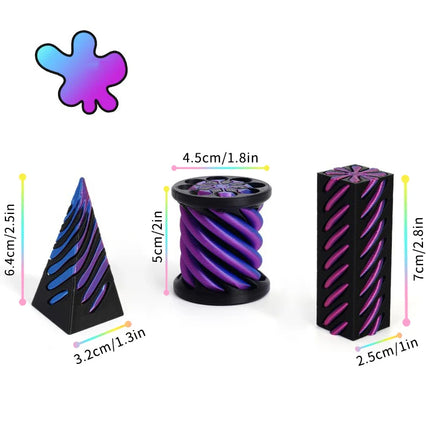 2/3/5/7pc Set 3D Printed Spiral Cone Prelearning 3D Printed Toy Spiral Pyramid Fidget Toy Stress Relief Christmas Gifts Ornament