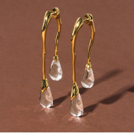 Fashion Jewelry 925 Silver Needle Resin Teardrop 2024 Trend New Back Front Dangle Earrings Hot Selling For Women Gift