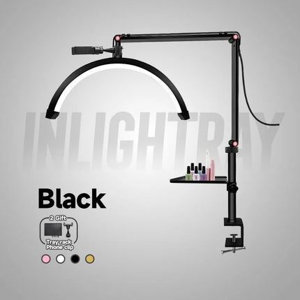 2025 Custom LOGO NEW Half-Moon Ring Light Moon Lamp Makeup Skincare Beauty Tattoo Lash Light Nail Table Facial Bed Clip-on Lamp