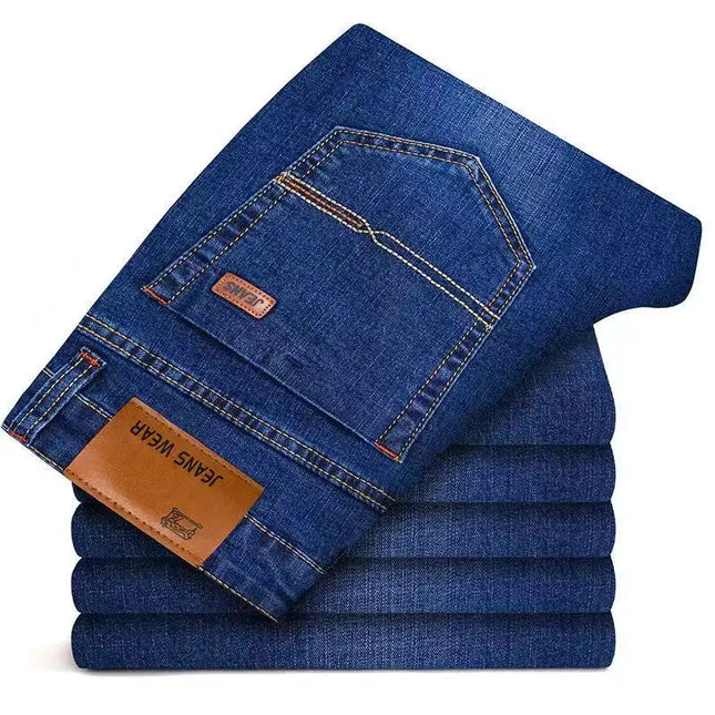 2025 New Autumn Classic Men's Fitted Stretch Jeans High-end Blue Black Casual All-Match Pants Straight Leg Men's Pants
