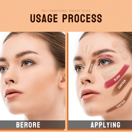 Double-head Face Bronzer Contour Stick Cream Makeup Light Dark Shadow Lasting Concealer Facial Brighten Contouring With Brush