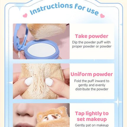 Cute Soft Plush Powder Puff Comfortable Skin-friendly Flocking Material Thick Large Powder Puff for Loose Powder Setting Makeup