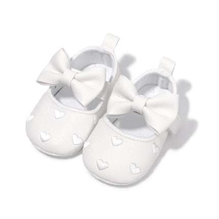Meckior Baby Shoes Classic Dress Cute Bow-knot Heart Anti-slip Soft Sole First Walkers Infant Baby Girls Toddler Shoes 0-18m
