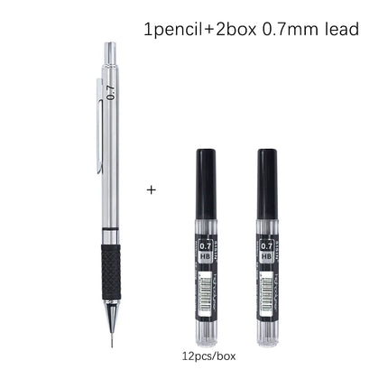 Metal Mechanical Pencil 0.3/0.5/0.7/0.9/2.0mm HB Automatic Pencil with Protective Cover Office School Writing Supplies