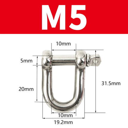 304 Straight D Shackle Short Stainless Steel Breaking D Rigging Shackle Hooks boat rigging hardware M4 M5 M6 M8 M10 M12 M14 M16