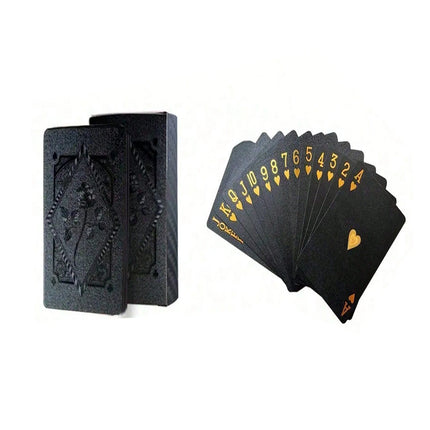1 A PaIr 0f Rose Waterproof Plastic Poker Cards,Golden Foil Playing Cards For Party Game,(Golden/Black/),Gaming Gift Playing