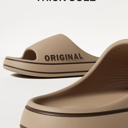 Feslishoet Women's Letter Slippers, Beach Slides, Solid Color Men's Thick Sole Indoor Bathroom Anti-Slip Shoes, Summer Couple Sandals