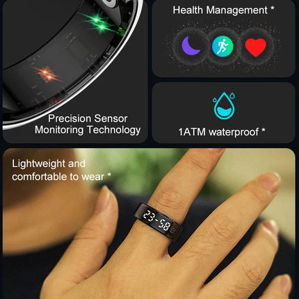 R11C Display Screen Smart Ring Men Women Gesture Swipe Video Smartring Charging Case Health Monitor Waterproof For Android IOS