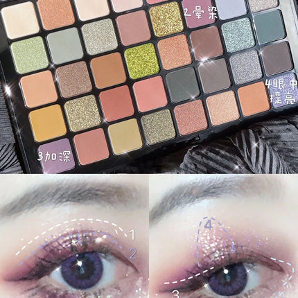 Shimmer Eyeshadow Palette 40 Colors Eye Shadows Matte Glitter Pigment Eye Shadows Wterproof Korean Eye Makeup Palette Cosmetics
