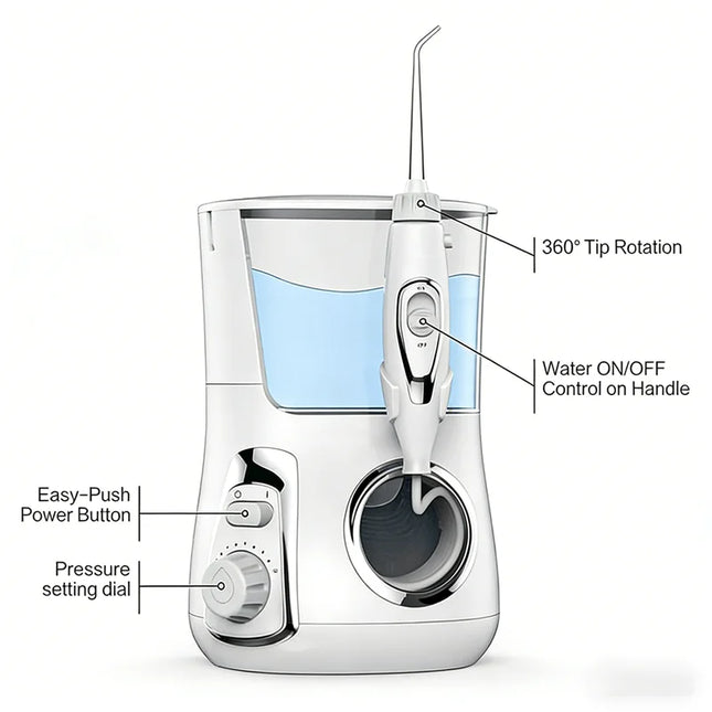 Home High-end Countertop Electric Dental Spa Water Flosser,5 Nozzles 10 Modes 800ML Tank Protect Gums