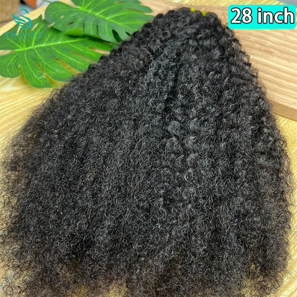 4C Afro Kinky Curly Raw Virgin 100% Human Hair Bundles Double Weft #1B Natural Black Soft Human Hair Weave Bundle Hair 1/3/4PCS