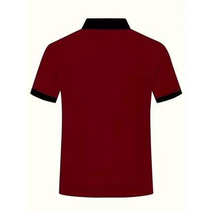 100% Polyester Men Summer Short Sleeve Lapel Polo Shirt New Fashion Stripe Tops Polo Shirt