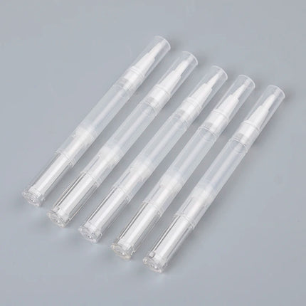 5Pcs Transparent Twist Nail Twist Pens Empty Transparent Nail Oil Pen With Brush Cosmetic Container Pen Lip Gloss Tubes