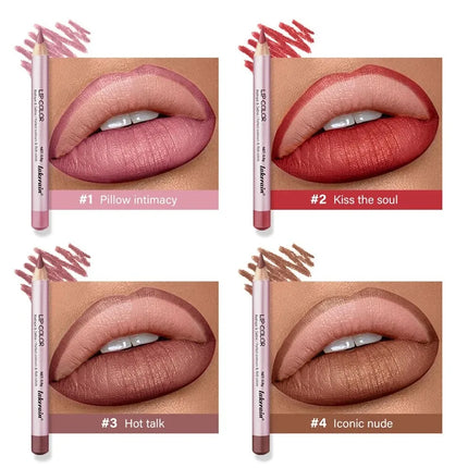 1/4Pc Mini Waterproof Matte Lipliner Pencil Pink Brown Contour Tint Lipstick Lasting Non-stick Cup Moisturising Lips Makeup Kit