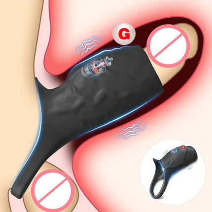 Female Vagina G-Spot Stimulation Vibrating Penis Sleeve Cock Ring Adult Sex Toys for Men Penis Ring VibratorMale Couple Sex Toy