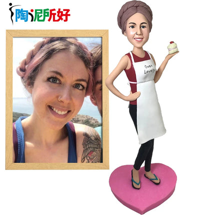 Clay Doll Bobbleheads Figurines,full body Customized,Wedding anniversary gift for wife,Personalized Doll Sculptures with Photos