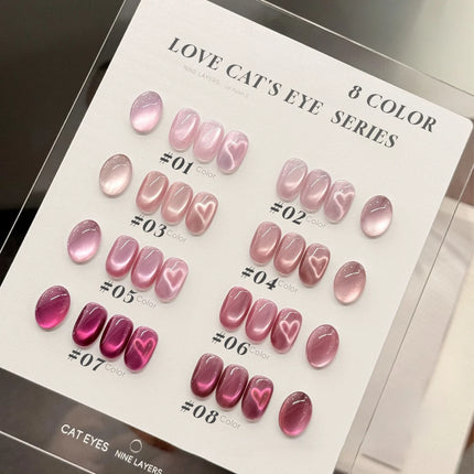 MIANEL 12ML Burning Love Cat Eye Gel Polish 2025 New Arrival - Brightening Dragon Fruit Pink with Glass Bead Cat Eye Nail Art