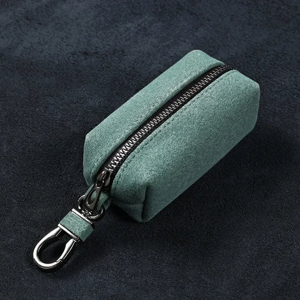 Fashion Single/Double Zipper Key Storage Bag Simple Elegant PU Leather Wallet Bag Large-Capacity Key Holder Organizer Case