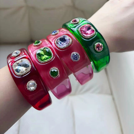 Luxury Jewelry Sets Resin Chunky Bangles Rings Exaggerated Designer Open Bracelet Women's Gift Set Party Accessories New