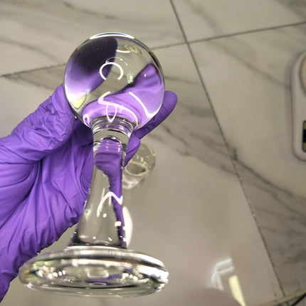 VaHpp Glass Anal Plug Round ball With handle Diameter 4.5/5.5/6cm Sex toy Anal masturbation Dilation Training Transparent Smooth
