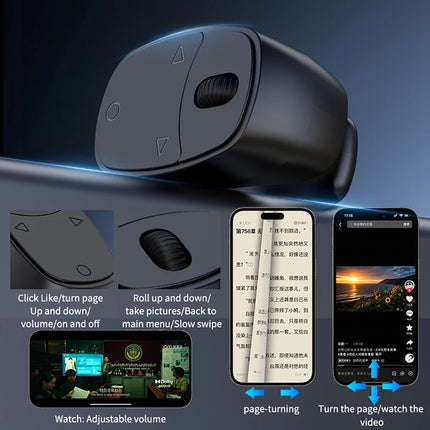 NEW JX-12 Roller Fingertip Ring Remote Control Wireless Bluetooth Mobile Selfie with Mice Video Automatic Page Turner Browsing