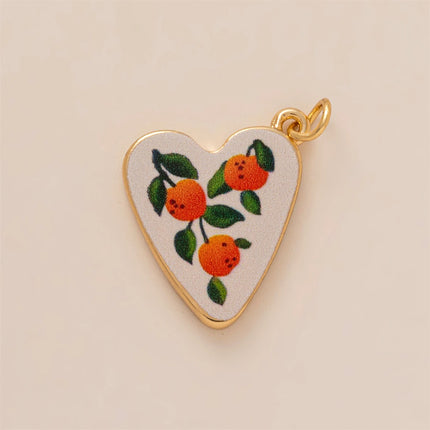 Dopamine pendant necklace, DIY fruit food love pendant, copper material, gold-plated, color preserving