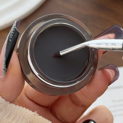 Black Brown Eyeliner Cream with Makeup Brushes Waterproof Lasting Matte Non Smudging Eye Liner Eyebrow Dual Purpose Cosmetics