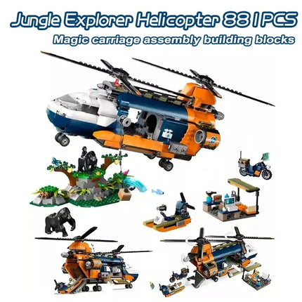 Compatible MOC Sets City Series 60162 Jungle Air Drop Helicopter Building Blocks Exploration Site Bricks Toys For Boys Kid Gifts