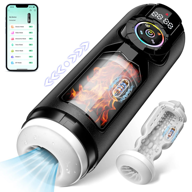 Automatic Male Masturbator Cup Telescopic Sucking Heated Pussy Blowjob Machine Thrusting Vibration Masturbation Sex Toy for Men