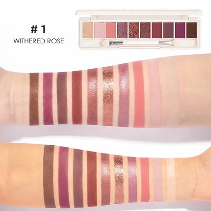FOCALLURE 10-Color Eyeshadow Palette Long-Lasting Colorful Eye Shadows with Glitter Highlighter Shimmer - Eye Makeup Cosmetics