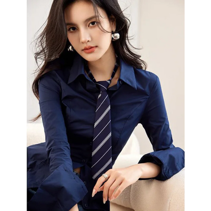 Women's Clothing Fashion Turn-down Collar Simple Comfortable Versatile Selling Shirts Long Sleeve Hot Selling Popularity Solid