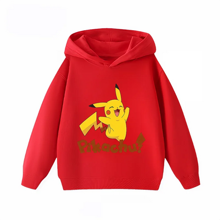 New Arrival Pikachu Print Kids Hoodie, Unisex Boys Girls Clothes, Warm Hooded Sweatshirt for Autumn Winter