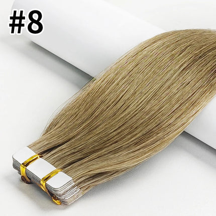 Tape In Human Hair Extensions Natural Straight Hair Extensions 1B Black Brown Blonde 100% Remy Skin Weft Adhesive Glue On