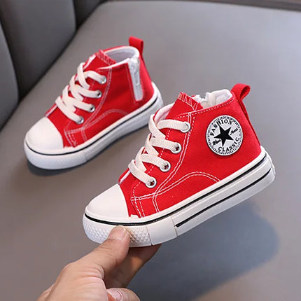 Chaussures en toile mi-montantes pour enfants Chaussures pour enfants décontractées confortables à semelle souple pour garçons et filles Chaussures de planche antidérapantes et respirantes