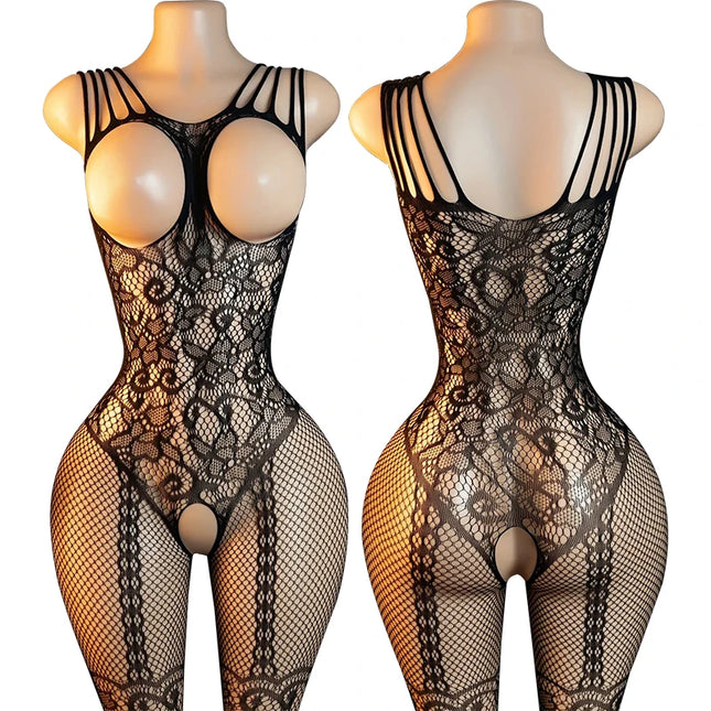 Hot Erotic Crotchless Lingerie Women Lace Open Bras Set Mesh Floral Print Bodystockings Sexy Teddy Bodysuits Porn Underwear Sets