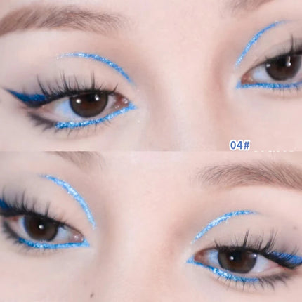 Liquid Aurora Blue Shiny Eye Liner Pen Glitter Phosphorescence Pigment Waterproof Shimmer Sparkling Eyeliners Diamond Eye Makeup