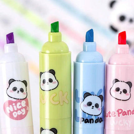 3 in 1 Cute Panda Highlighter Pen Creative Colorful Marker Pen Multifunction 3 Layer Splicing Diy Color Ledger Pen School Office